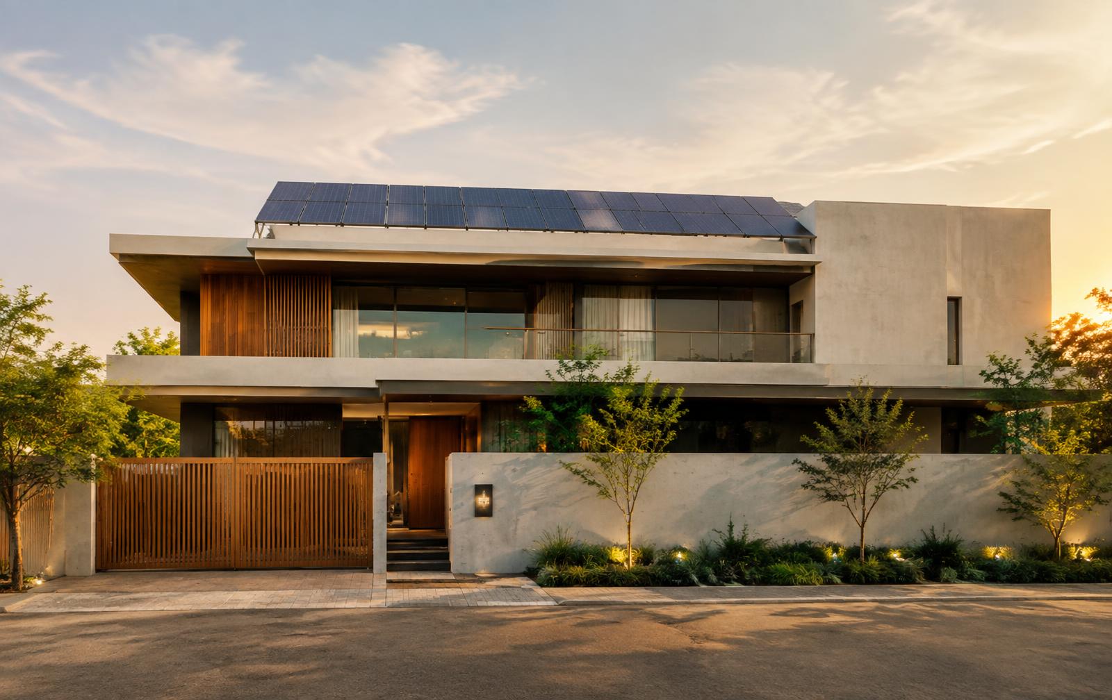 Rooftop solar on a modern villa